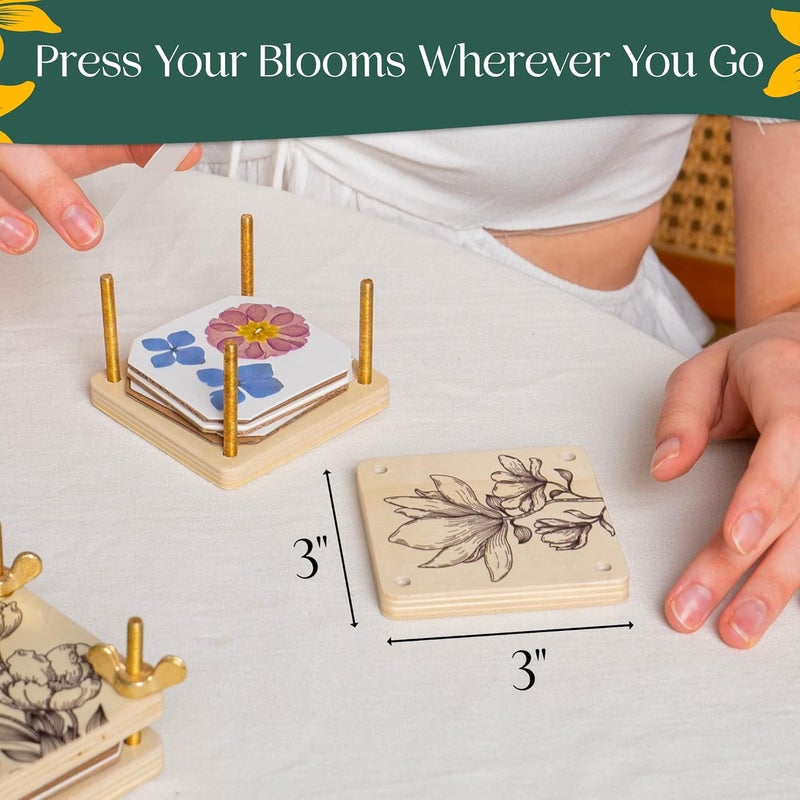 Berstuk Miniature Flower Press Kit for Adults - The Tiny Flower Preservation Kit Includes Two 3" x 3" Presses - Ideal Gift for Arts and Crafts Lovers - Image 3