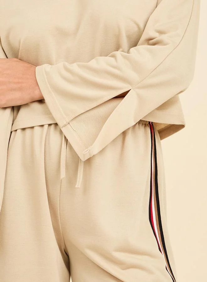 Styli Drop Shoulder Top and Side Striped Trouser Lounge Set