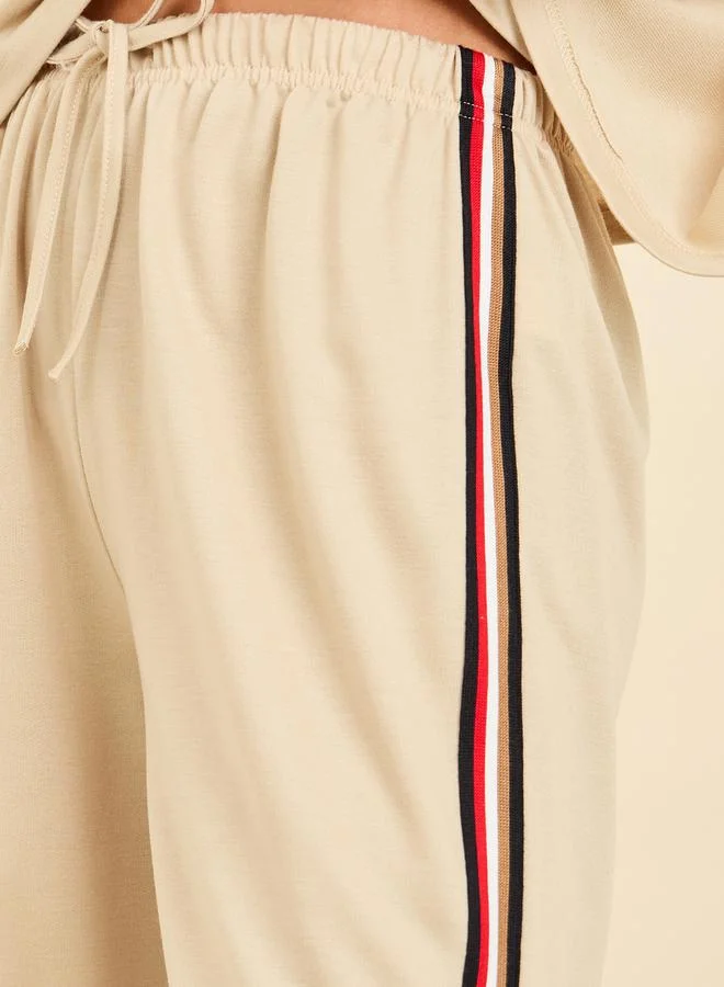 Styli Drop Shoulder Top and Side Striped Trouser Lounge Set