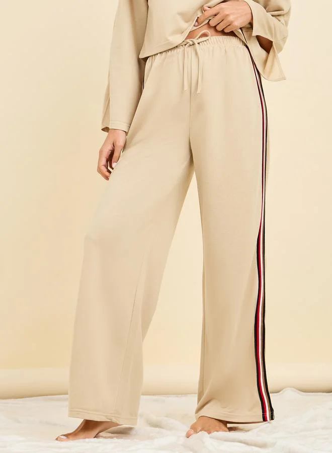 Styli Drop Shoulder Top and Side Striped Trouser Lounge Set