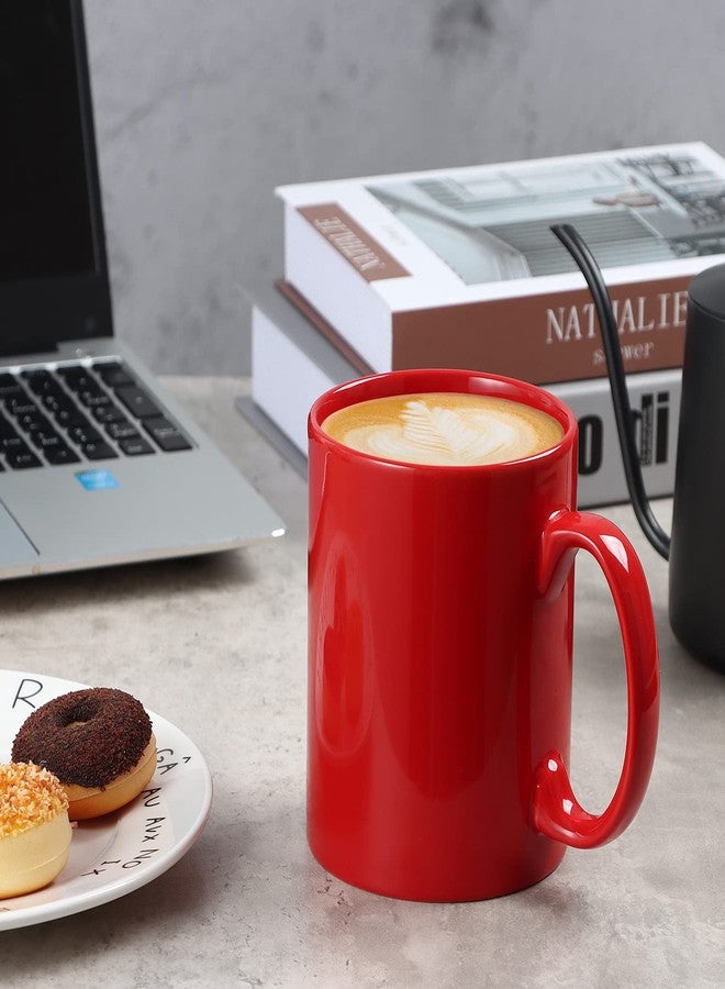 Smilatte 20 OZ Extra Large Ceramic Coffee Mug, M017 Classic Porcelain Boss Super Big Tea Cup with Handle for Office and Home, Red - Image 2
