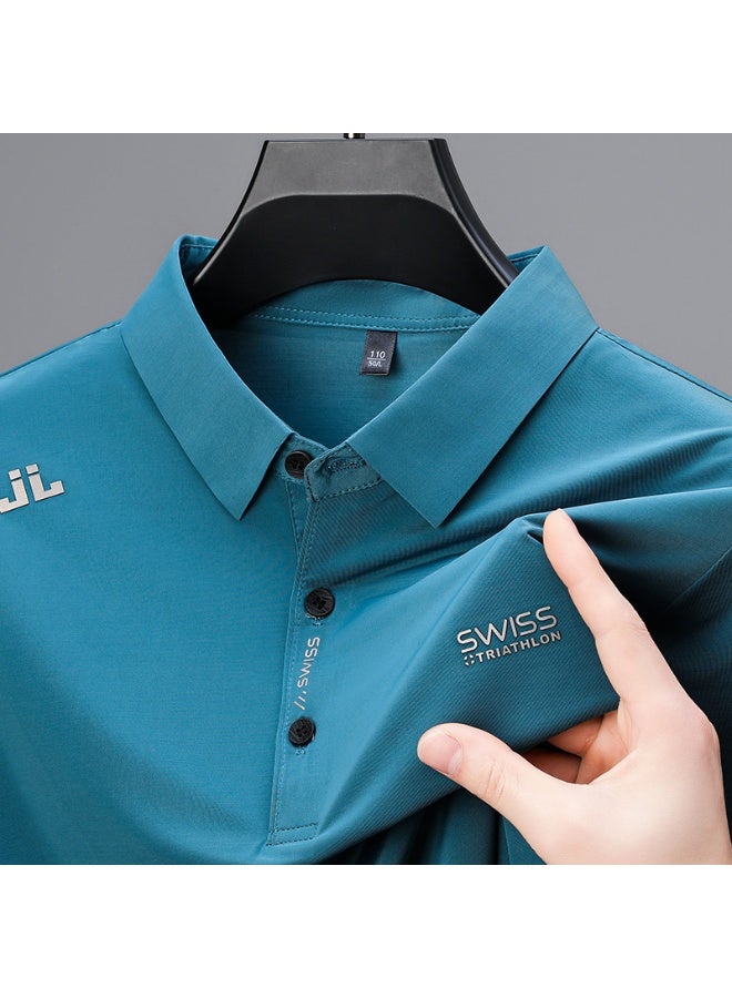 SWISS Men's Business Casual Short Sleeved Shirt Polo Shirt Fashionable Breathable Comfortable Versatile Top - Image 1