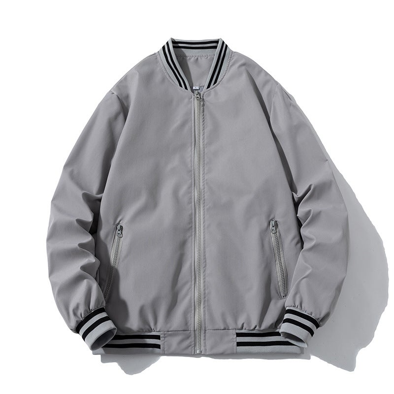 Baseball jacket jacket High Street pilot jacket mens and womens waterproof breathable windbreaker solid color support custom logo Red  - Image 2