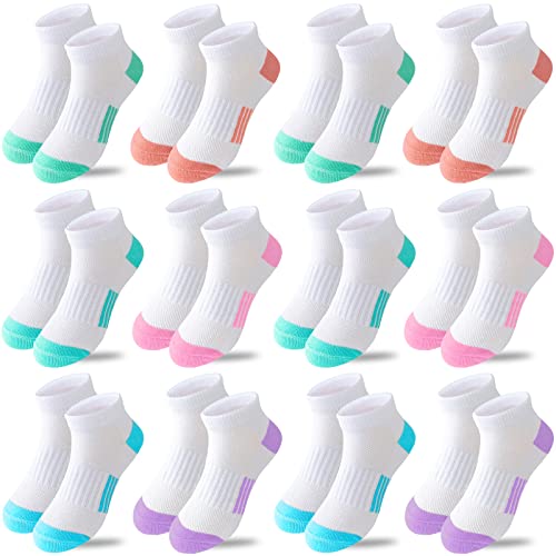 Bemeol Girls Socks 12 Pairs Ankle Athletic Socks Cotton Sports Sock For Little Big Kids710 Years - Image 1