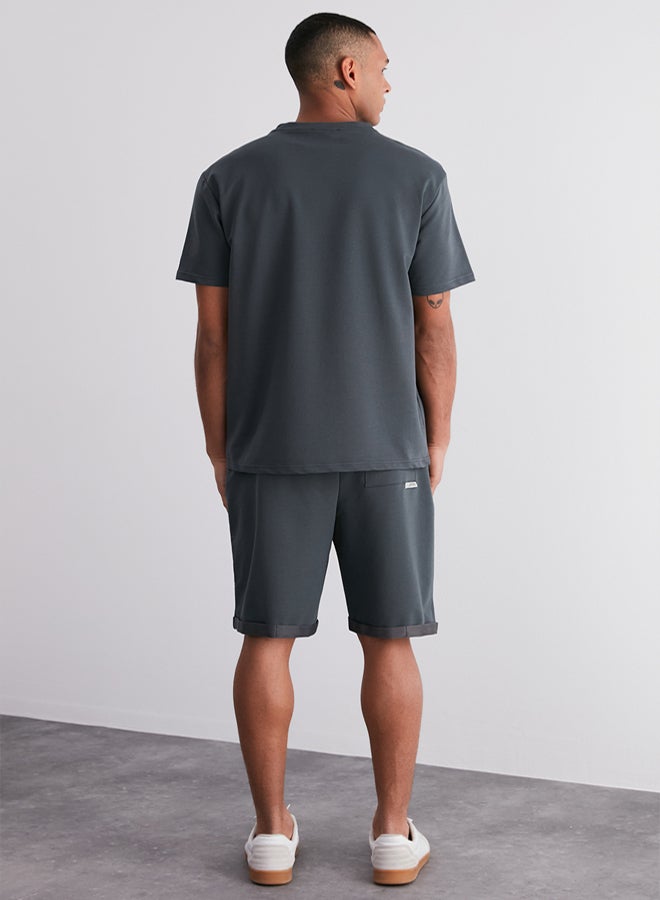 trendyol Premium Anthracite Regular/Normal Cut City Embroidered Tracksuit Set - Image 5