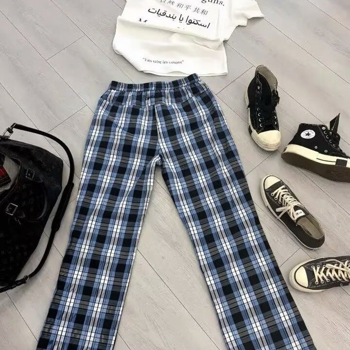 بنطلون بيجامة قطني، مقاس كبير، أزرق - Image 3