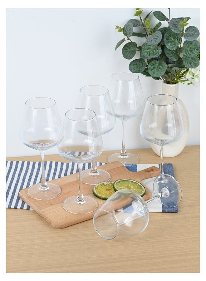Ollieroo Wine Glasses Set of 6,560ml Wine Glass with Stem, Perfect for Home, Restaurant, Dishwasher Safe, Lead-free, Clear, Durable Glassware - Image 1