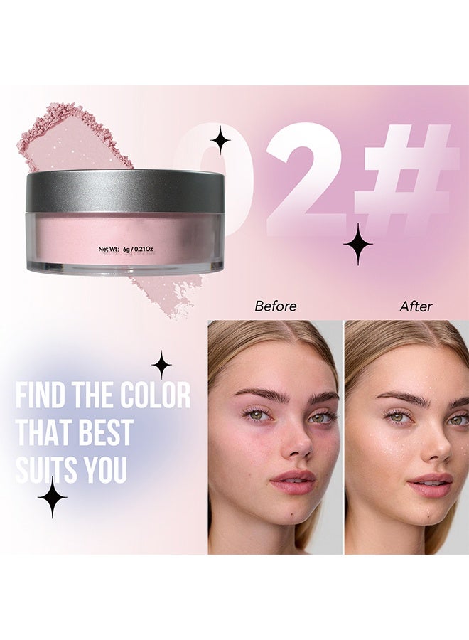 فيروني بودرة تشطيب فضفاضة من الماس المضاءة باللون الوردي ، بودرة تثبيت شفافة وردية ، بودرة تشطيب لامعة للتحكم في زيت البودرة لمكياج يدوم طويلا ، مسحوق خفيف الوزن خفيف الوزن مقاوم للماء يجعل البشرة ناعمة ، بودرة غير واضحة لجميع ألوان البشرة ، 02 وردي متلألئ - Image 2