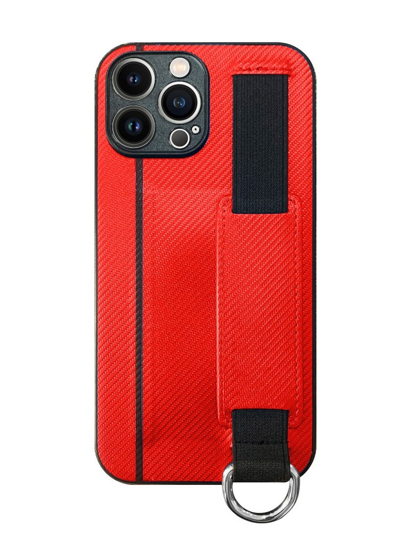 CATANES iPhone 13 Pro Case Cover with Hand Strap Finger Grip Loop and Card Holder Slot Red  - Image 2