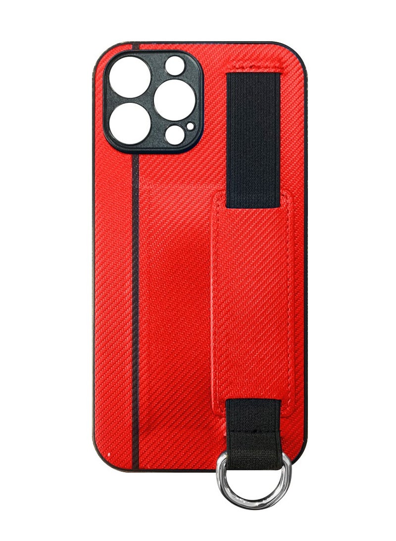 CATANES iPhone 13 Pro Case Cover with Hand Strap Finger Grip Loop and Card Holder Slot Red  - Image 3
