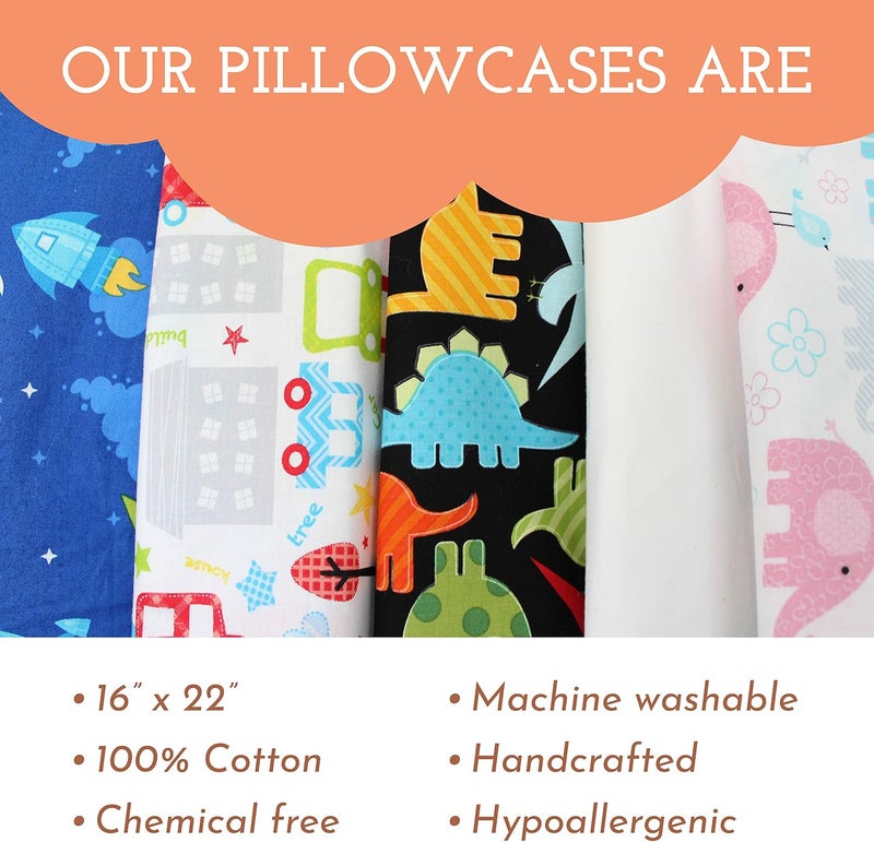 Little Sleepy Head Youth Pillowcase 16 x 22 - 100% Cotton Hypoallergenic with Happy Elephants Design in Gray - Image 2