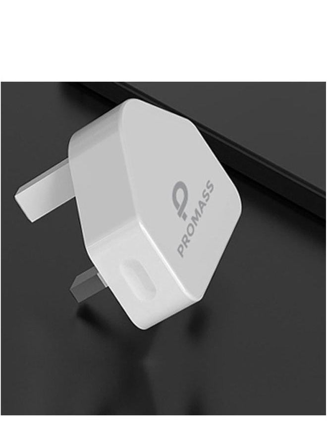 PROMASS - Original Wall Charger Supports Fast Charging USB Port 10W With 1 Meter Lightning Cable For IPhone Devices From Promas, White Color - Image 1