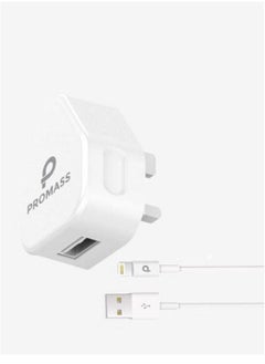 Original Wall Charger Supports Fast Charging USB Port 10W With 1 Meter Lightning Cable For IPhone Devices From Promas, White Color