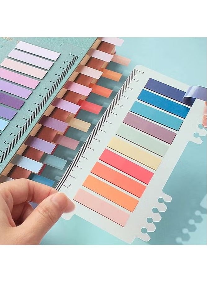 KIIUMI 1200Pcs Sticky Tabs Sticky Index Tabs with Transparent Soft Ruler, 6 Sheets Colorful Page Markers, Writable Page Labels Clear Index Tabs Translucent Index Stickers for Page Marking Classified File Books Office Supplies, Morandi Color  - Image 5