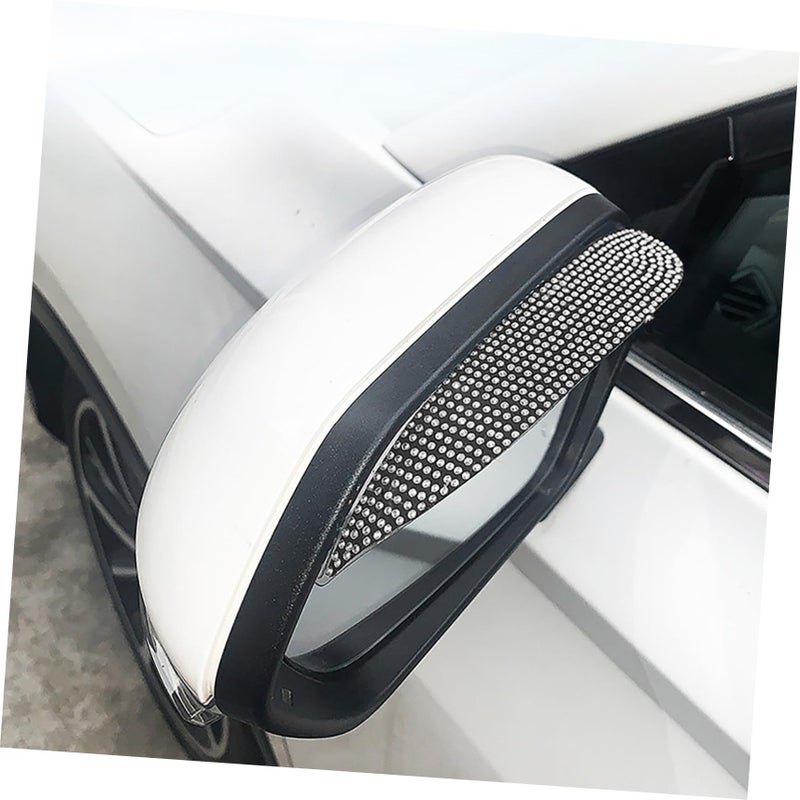 White Diamond Car Rearview Mirror Rain Guards Side View Mirror Eyebrow Visors Easy Install Multi Color - Image 3