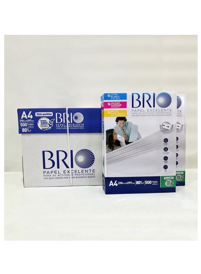 Brio A4 printing paper - 80 grams - 500 sheets ,Laser cut ,High quality Brazilian  - Image 2