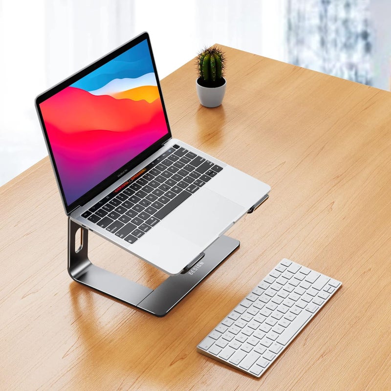 BESIGN LS03 Aluminum Laptop Stand, Ergonomic Detachable Computer Stand, Notebook Holder Compatible with Air, Pro, Dell, HP, Lenovo More 10-15.6" Laptops, Gray - Image 2