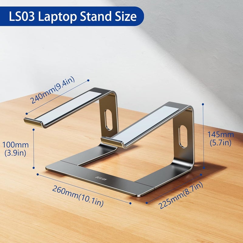 BESIGN LS03 Aluminum Laptop Stand, Ergonomic Detachable Computer Stand, Notebook Holder Compatible with Air, Pro, Dell, HP, Lenovo More 10-15.6" Laptops, Gray - Image 4