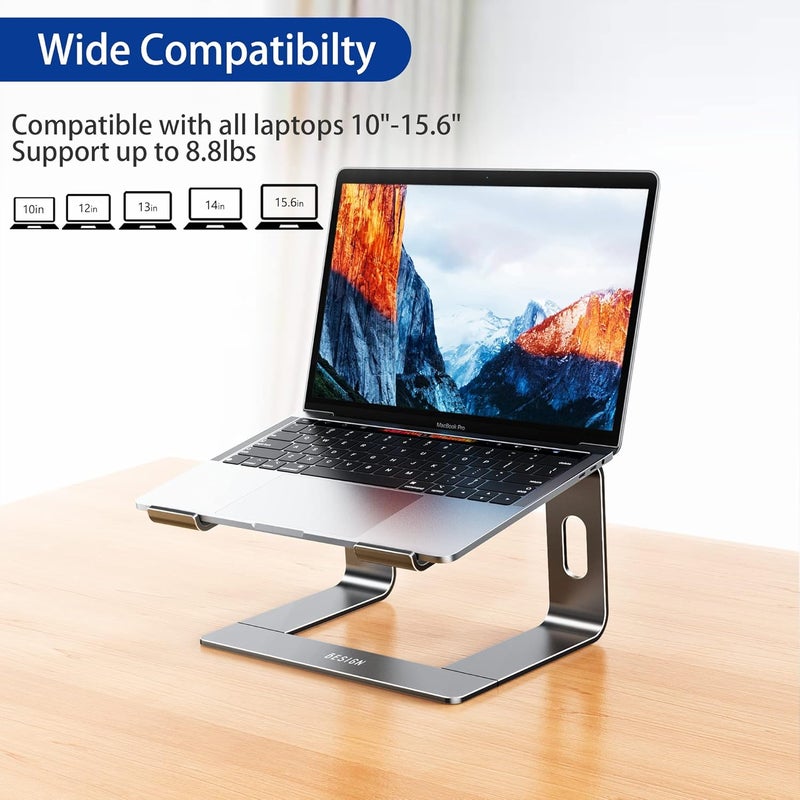 BESIGN LS03 Aluminum Laptop Stand, Ergonomic Detachable Computer Stand, Notebook Holder Compatible with Air, Pro, Dell, HP, Lenovo More 10-15.6" Laptops, Gray - Image 3