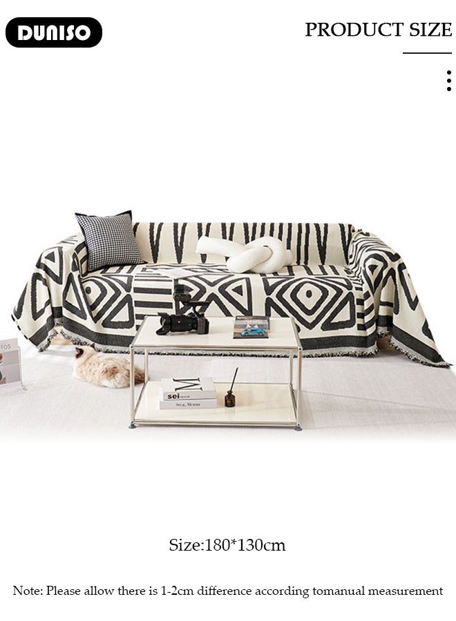 DUNISO Chenille Sofa Covers, Washable Geometric Jacquard Bohemian Couch Cover,Tassel Pattern Sofa Cover,Four Seasons Washable Sofa Blanket, Couch Furniture Protector, Non Slip Sectional Sofa Slipcover(180*130 cm)  - Image 2