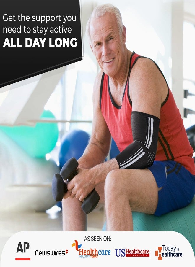 DR. BRACE® Elite Elbow Brace Support, Breathable Elbow Compression Sleeve with Gel Pad for Golfer's, Tennis Elbow & Tendonitis Treatment & Pain Relief 2024 (A Black-White, Medium) - Image 5