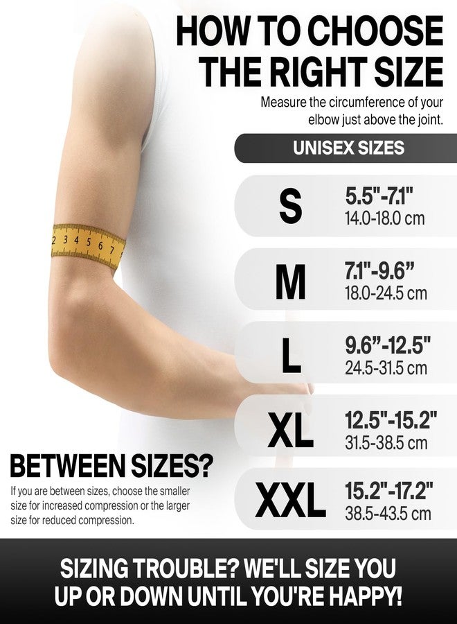 DR. BRACE® Elite Elbow Brace Support, Breathable Elbow Compression Sleeve with Gel Pad for Golfer's, Tennis Elbow & Tendonitis Treatment & Pain Relief 2024 (A Black-White, Medium) - Image 4