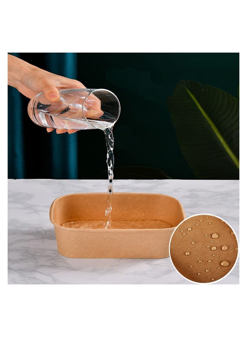SOLARAE 25 PCS Kraft Paper Salad Boxes - Oil & Water Resistant Square Lunch Containers for Takeout, Meal Prep, Fitness Lunch, and Salads - Reusable Paper Food Boxes for Easy Takeaway. - Image 4