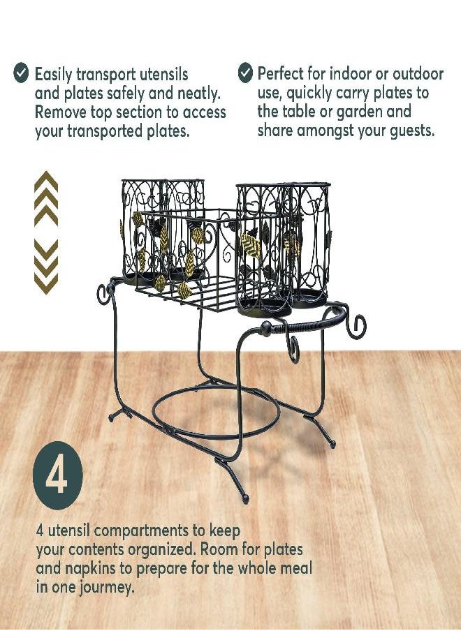 Maypes - Maypes Utensil Caddy - Silverware Caddy or Napkin, Cutlery and Plate Holder - The Ideal 2-Piece Portable Outdoor Kitchen Accessories Buffet Organizer for Picnics, Camping, Barbecue, Parties and Events - Image 1