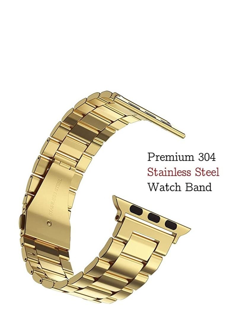 ACLIX Compatible with Apple Watch Band, Designed Stainless Steel Metal Chain with TPU Cover Case, Designed for iPhone Smart-Watch Bracelet Link Wrist-Band Gold  - Image 3