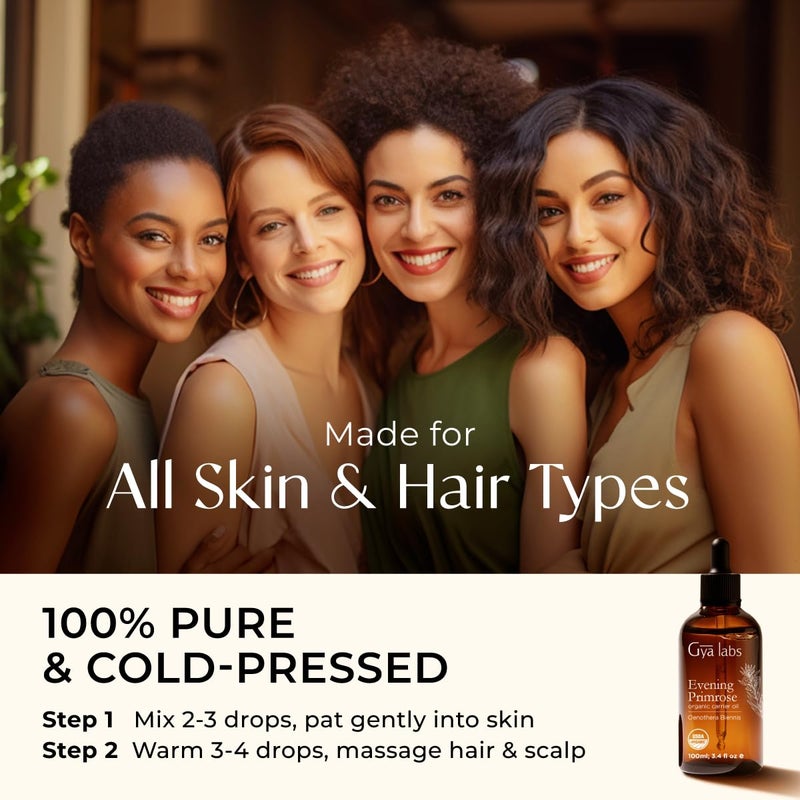 Gya Labs Evening Primrose Oil  34 Fl Oz  Provides Deep Hydration for Skin  Evening Primrose Oil for Women Enhances Scalp Health for Thicker Hair  100 Authentic and Easy Absorption - Image 4