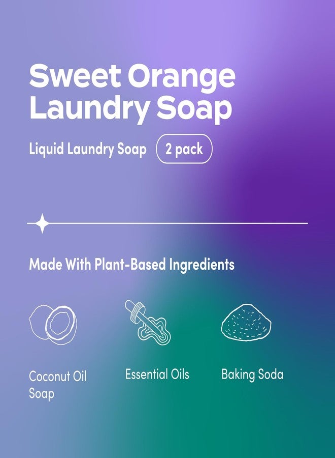 Indigo Wild صابون زوم للغسيل من إنديجو وايلد - صابون سائل نباتي مع بيكربونات الصوديوم وزيوت أساسية وزيت جوز الهند والمزيد - يكفي لـ 64 غسلة - برتقال حلو - 64 أونصة سائلة (عبوتان)  - Image 2