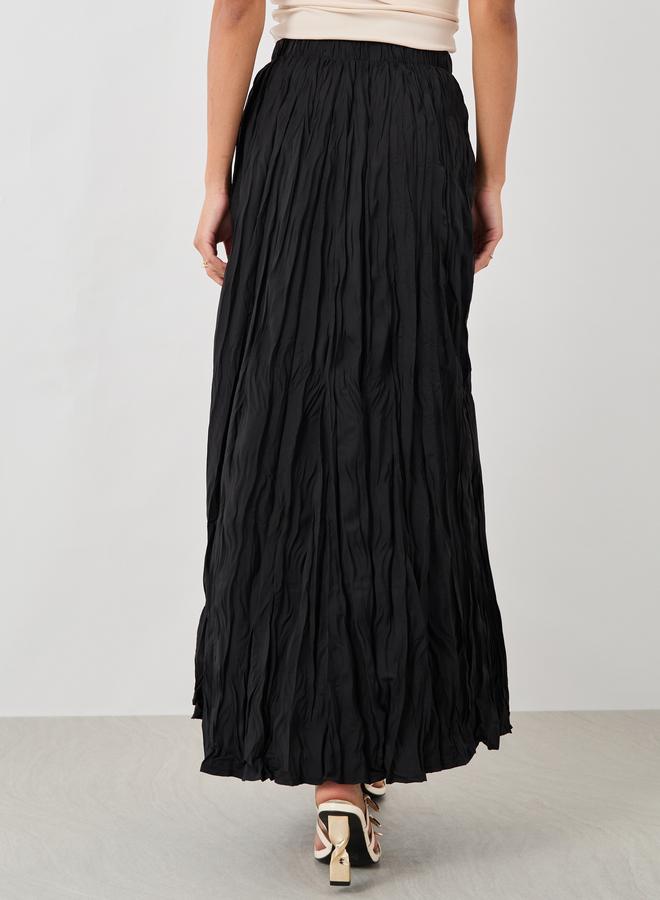 Styli Styli Textured Elasticated Waistband A-Line Maxi Skirt  - Image 4