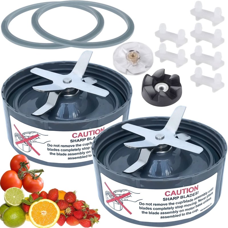 UPGRADE Replacement Blender Blade Parts for 600w 900w NutriBullet Blender including Extractor Blade Gasket and Gear 2pack