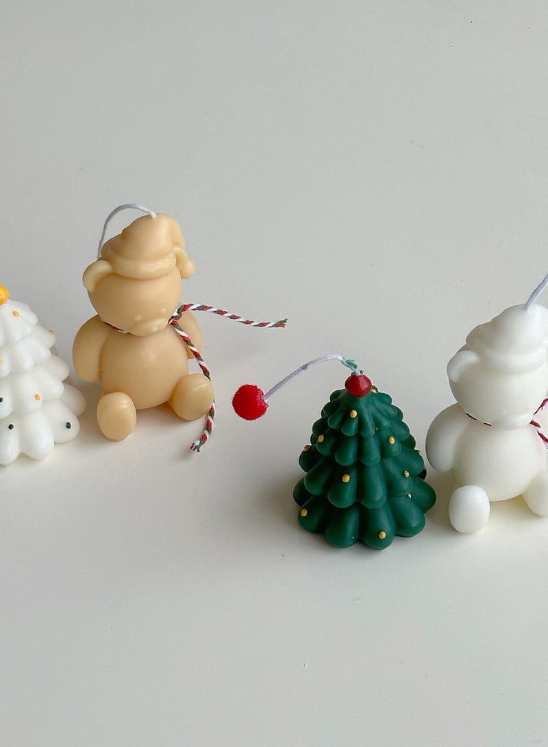NS Christmas Candles Mini Hand drawn Christmas Tree Candles Bear Candles Christmas Companions Christmas Small Gifts(2-Pack)  - Image 2