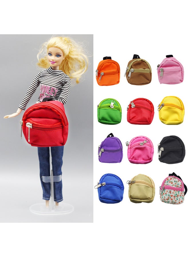 Doll Clothes Change Backpack Small Fabric Doll Bookbag Double Zipper Coin Purse Backpack Toy Accessories-Color:Blue - Image 2