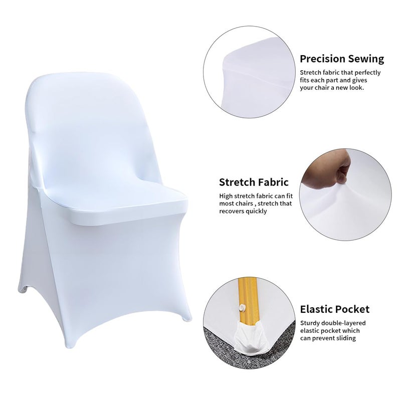 Wexninaz 30 Pcs White Folding Chair Cover Washable Removable Universal Fitted Chair Cover Protector for Wedding,Party, Banquet, Holidays, Celebration, Decoration Chair Covers - Image 3