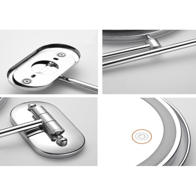 Wall-Mounted Mirror 35*31*5cm 10x Magnification & High-Definition Double-Sided - 360° Rotating Retractable Arm & 54 Dimmable 3-Color LED Lights Rechargeable Mirror for Bathroom Makeup Hotel Beauty Use - Image 4