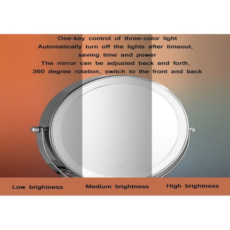 Wall-Mounted Mirror 35*31*5cm 10x Magnification & High-Definition Double-Sided - 360° Rotating Retractable Arm & 54 Dimmable 3-Color LED Lights Rechargeable Mirror for Bathroom Makeup Hotel Beauty Use - Image 5