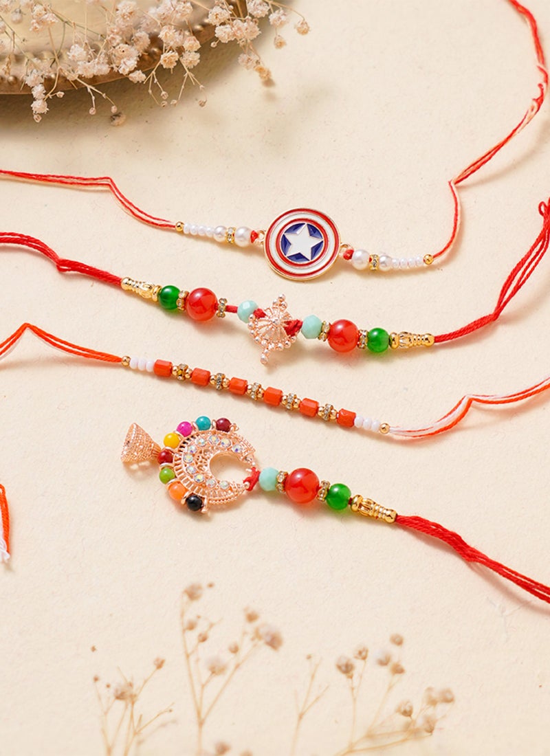 Madhoor Bhaiya Bhabhi Family Rakhi Combo Multicolour Designer Raksha Bandhan Thread ,Premium Handmade ,4-Piece Set-45 CM - Image 3