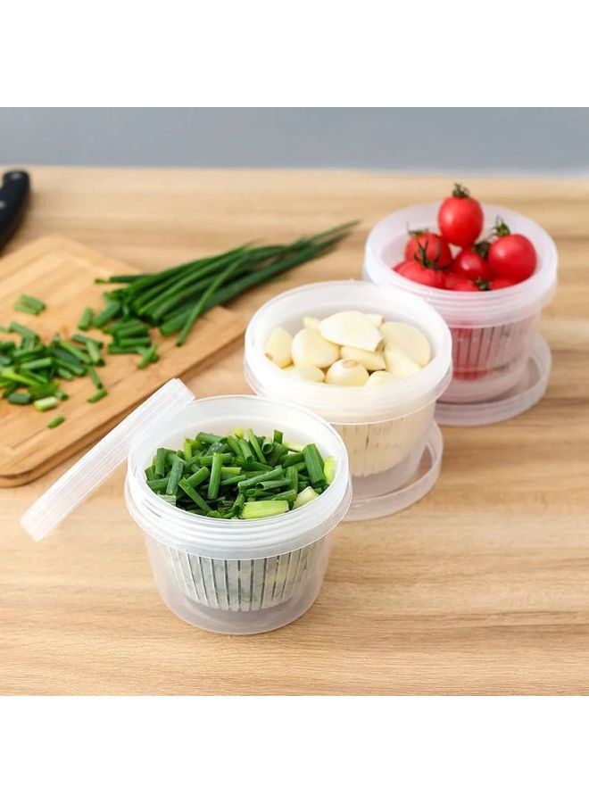 Onion Crisper Refrigerator Ginger Garlic Seasoning Special Crisper Double-layer Draining Storage Box With Lid Storage Box-Specifications:Fresh Meat Preservation Box ]  - Image 1