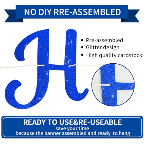 BEISHIDA Blue Happy Birthday Banner NO DIY10FeetPreStrungGlitter Happy Birthday Sign Happy Birthday GarlandHappy Birthday BackdropHappy Birthday Decorations for Women - Image 5