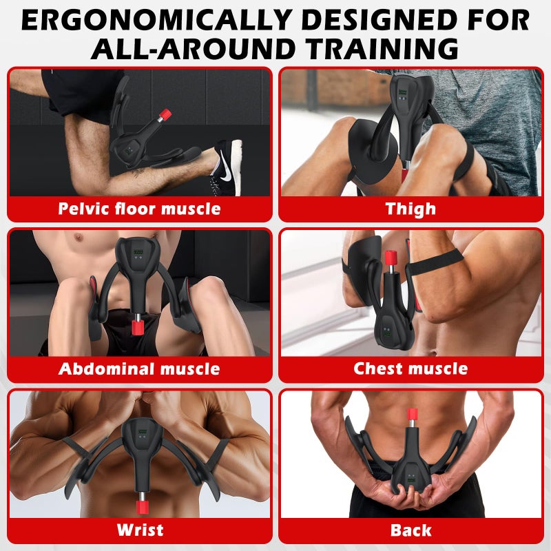 Thighaction 3rd Gen Thigh-Train 0-100 lbs Adjustable Resistance Inner Thigh Train Exercising Counter with Leg Straps Band Pelvic Floor Kegel Hip Exercise Workout Equipment Pilates Women Men (Black) - Image 5