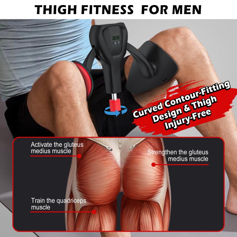 Thighaction 3rd Gen Thigh-Train 0-100 lbs Adjustable Resistance Inner Thigh Train Exercising Counter with Leg Straps Band Pelvic Floor Kegel Hip Exercise Workout Equipment Pilates Women Men (Black) - Image 4