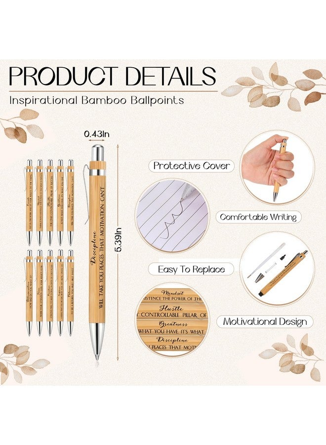 Spakon Spakon 30 Sets Inspirational Notebooks Gifts Motivational Bamboo Pen with Organza Bag Bulk Positive Kraft Notepad Journal Employee Appreciation Gifts for Coworker Office Team Student School Teachers  - Image 3