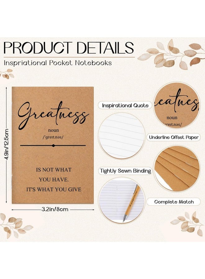 Spakon Spakon 30 Sets Inspirational Notebooks Gifts Motivational Bamboo Pen with Organza Bag Bulk Positive Kraft Notepad Journal Employee Appreciation Gifts for Coworker Office Team Student School Teachers  - Image 2
