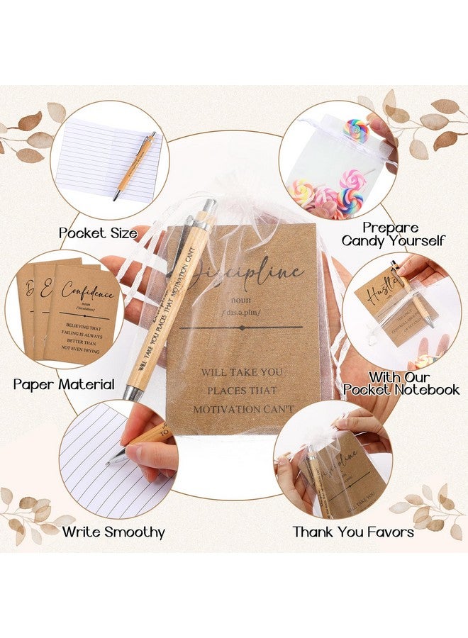 Spakon Spakon 30 Sets Inspirational Notebooks Gifts Motivational Bamboo Pen with Organza Bag Bulk Positive Kraft Notepad Journal Employee Appreciation Gifts for Coworker Office Team Student School Teachers  - Image 4