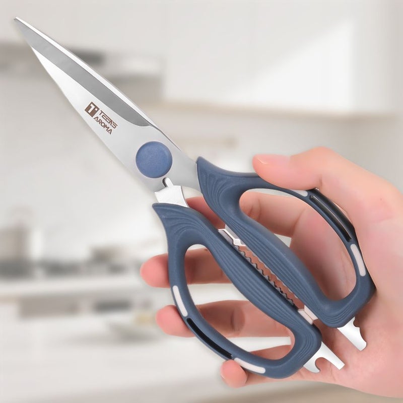 Set Of 2 Multifunctional Kitchen Scissors Heavy Duty Professional Scissors For Food Preparation Cooking Home Office Crafting Sewing Gardening Blue And Golden - Image 4