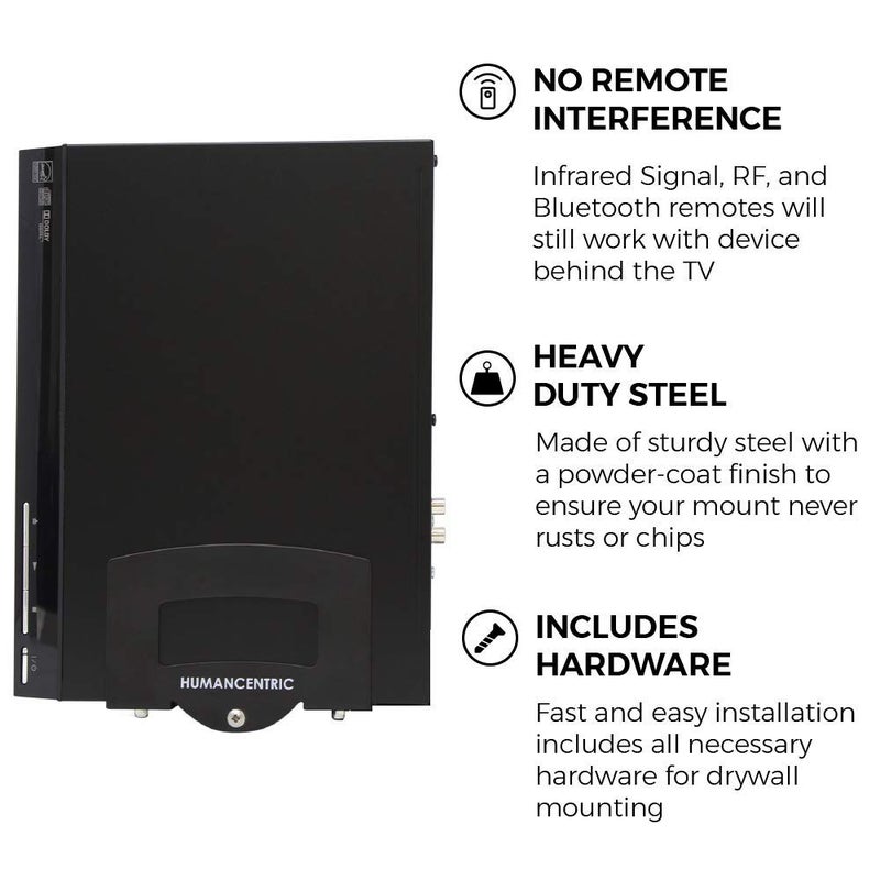 HumanCentric Cable Box and Modem Mount, Adjustable Wall Mount for Small and Narrow Devices, Cable Boxes, Modems, DVD Players, Streaming Media Devices, Mount on The Wall Behind TV, Hardware Included - Image 4