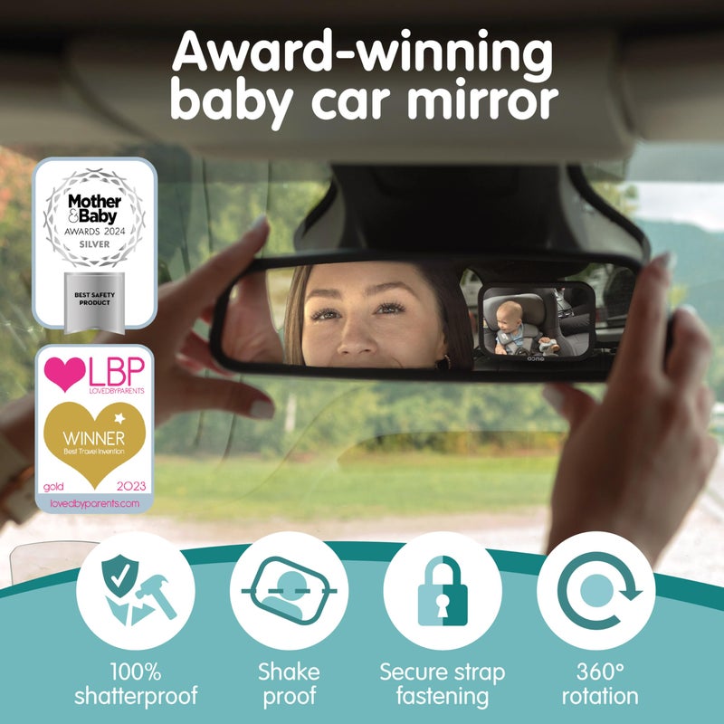 Onco Baby Car Mirror & Car Window Shades Bundle (18.9â€³ Ã— 12â€³) - UPF 50+ Window Shade, 100% Shatter-Proof Car Mirror for Baby, Universal Shades & Mirror - Image 3