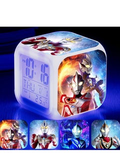 Ultraman Cartoon Cute Game Surrounding Children LED Digital Colorful Luminous Night Light Alarm Clock